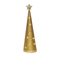 Handmade Conical Christmas Lurex Tree with Sequins Star - Height 14.5 X Width4inch, Gold, 1pc