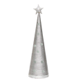 Handmade Conical Christmas Lurex Tree with Sequins and Star - Height 14.5 X Width4inch, Silver, 1pc