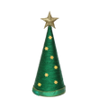 Handmade Conical Christmas Lurex Tree with Sequins and Star - Height 8 X Width3inch, Green, 1pc