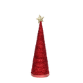 Handmade Conical Christmas Tinsel Tree with Sequins and Star - Height 14.5 X Width4inch, Red, 1pc
