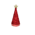Handmade Conical Christmas Tinsel Tree with Sequins and Star - Height 8 X Width3inch, Red, 1pc