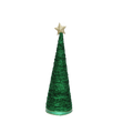 Handmade Conical Christmas Tinsel Tree with Sequins and Star - 14.5 X 4inch, Green, 1pc