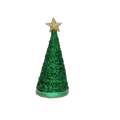 Handmade Conical Christmas Tinsel Tree with Sequins and Star - Height 8 X Width3inch, Green, 1pc