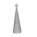 Handmade Conical Christmas Tinsel Tree with Sequins and Star - 14.5 X 4inch, Silver, 1pc