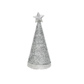 Handmade Conical Christmas Tinsel Tree with Sequins and Star - Height 8 X Width3inch, Silver, 1pc