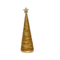 Handmade Conical Christmas Tinsel Tree with Sequins and Star - 14.5 X 4inch, Gold, 1pc