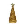 Handmade Conical Christmas Tinsel Tree with Sequins and Star - Height 8 X Width3inch, Gold, 1pc