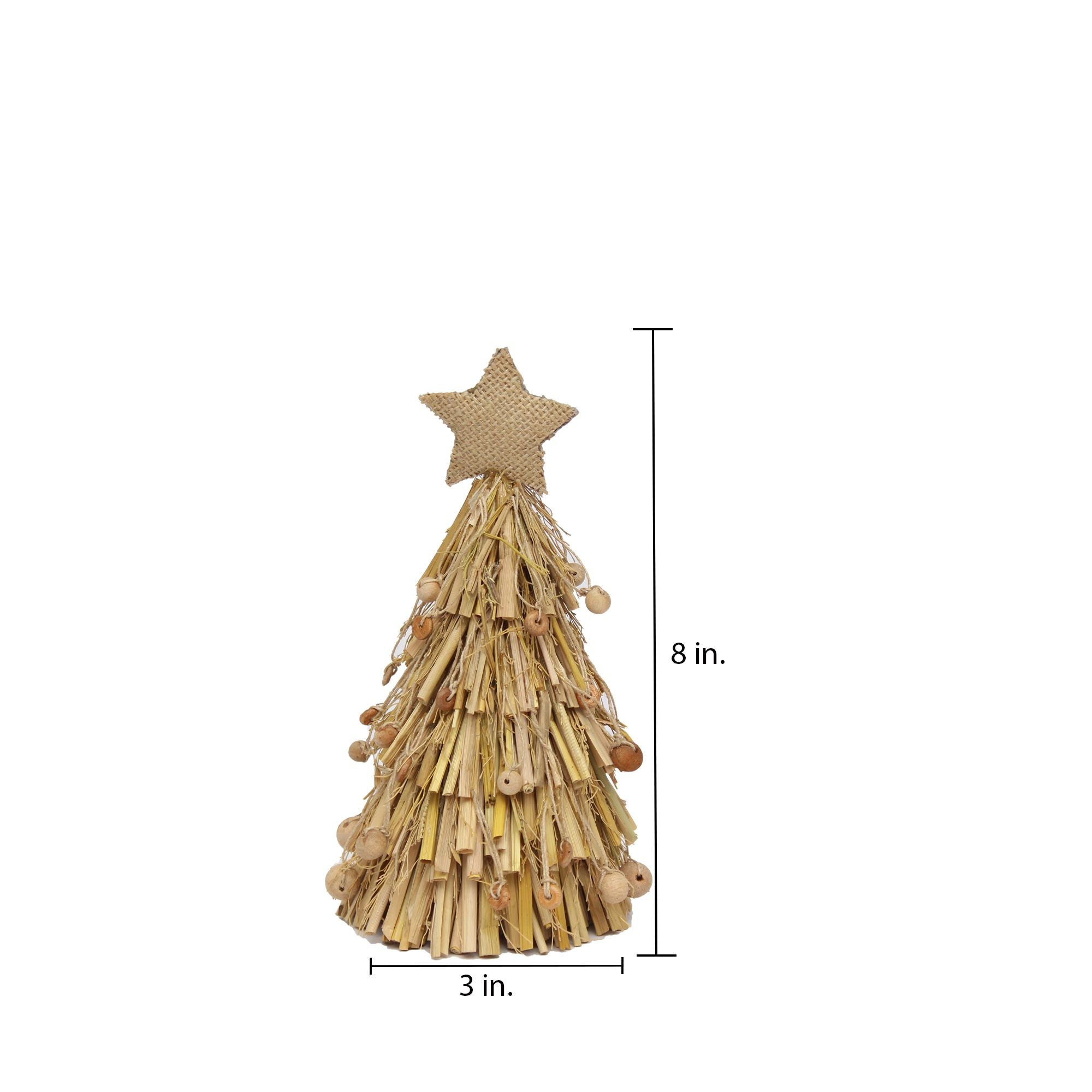 Handmade Christmas Natural Hay Tree - H8 X W3inch, 1pc