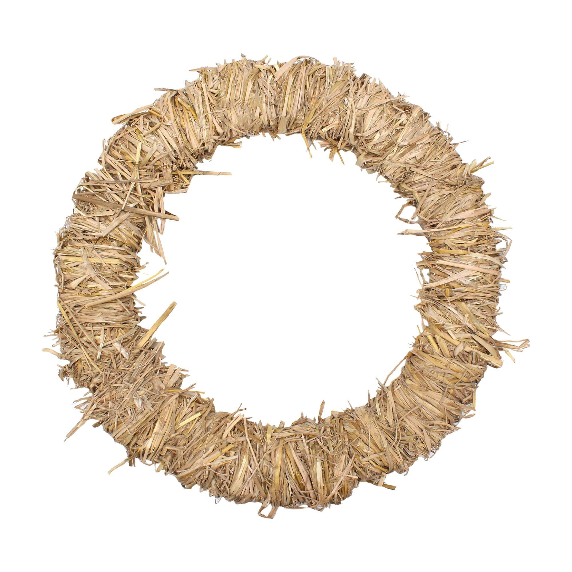 Handmade Christmas Wreath - 16inch, Natural Hay, 1pc