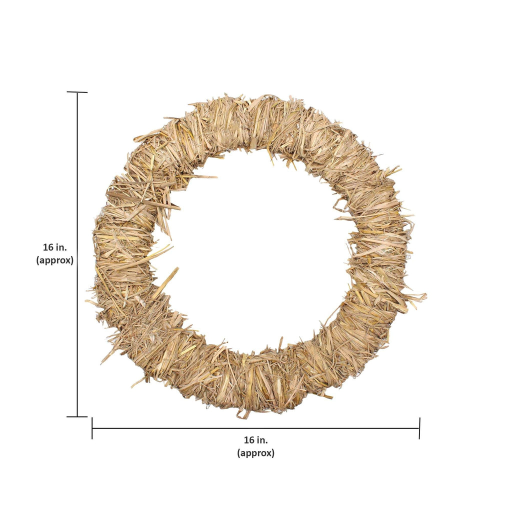 Handmade Christmas Wreath - 16inch, Natural Hay, 1pc