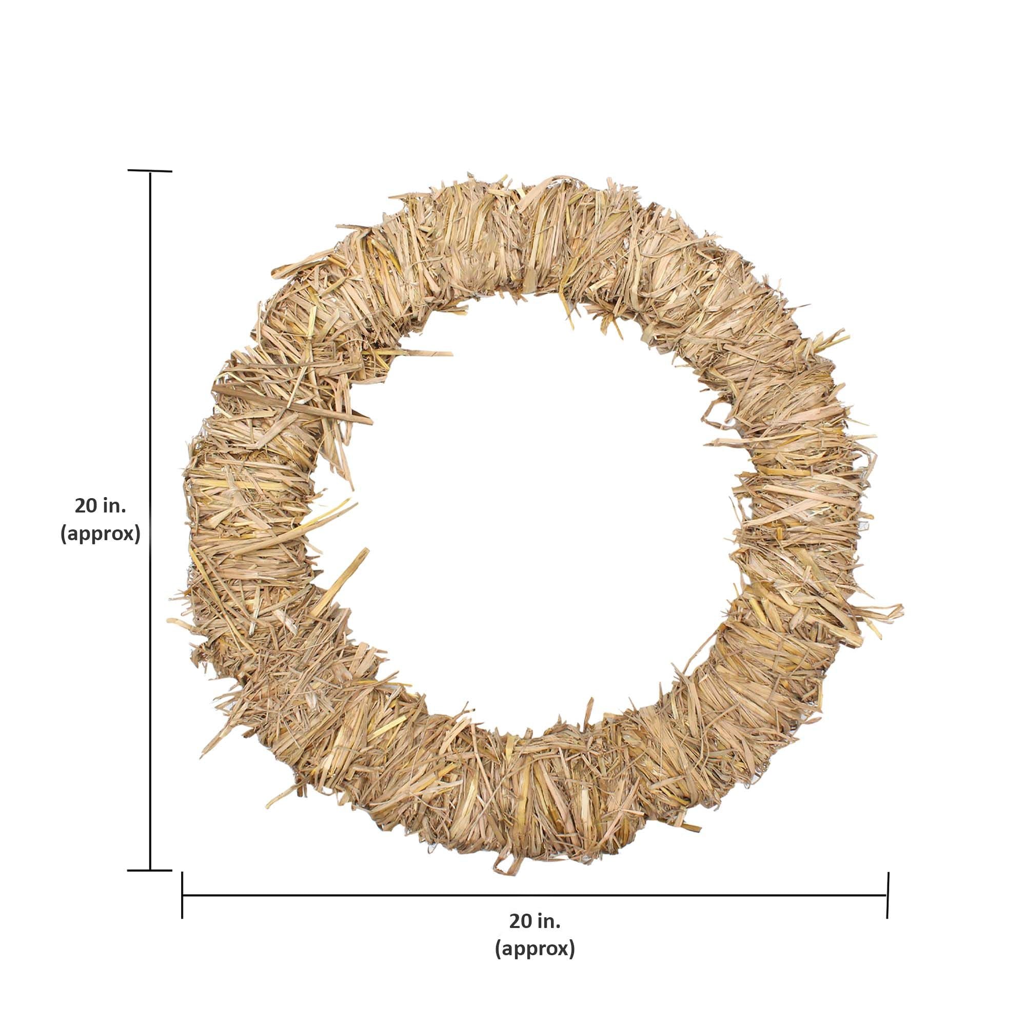 Handmade Christmas Wreath - 20inch, Natural Hay, 1pc