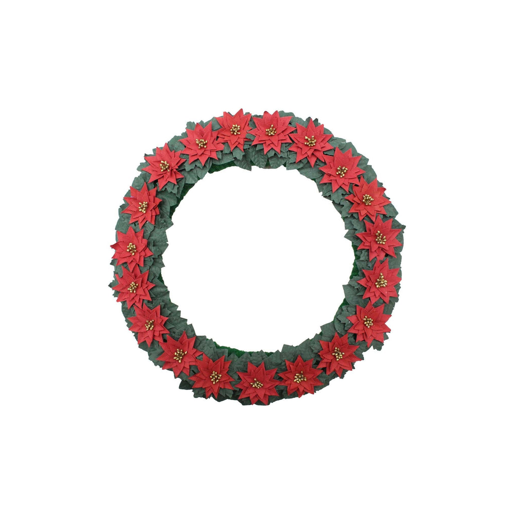 Handmade Christmas Wreath - Festive Poinsettia, 10inch,  1pc