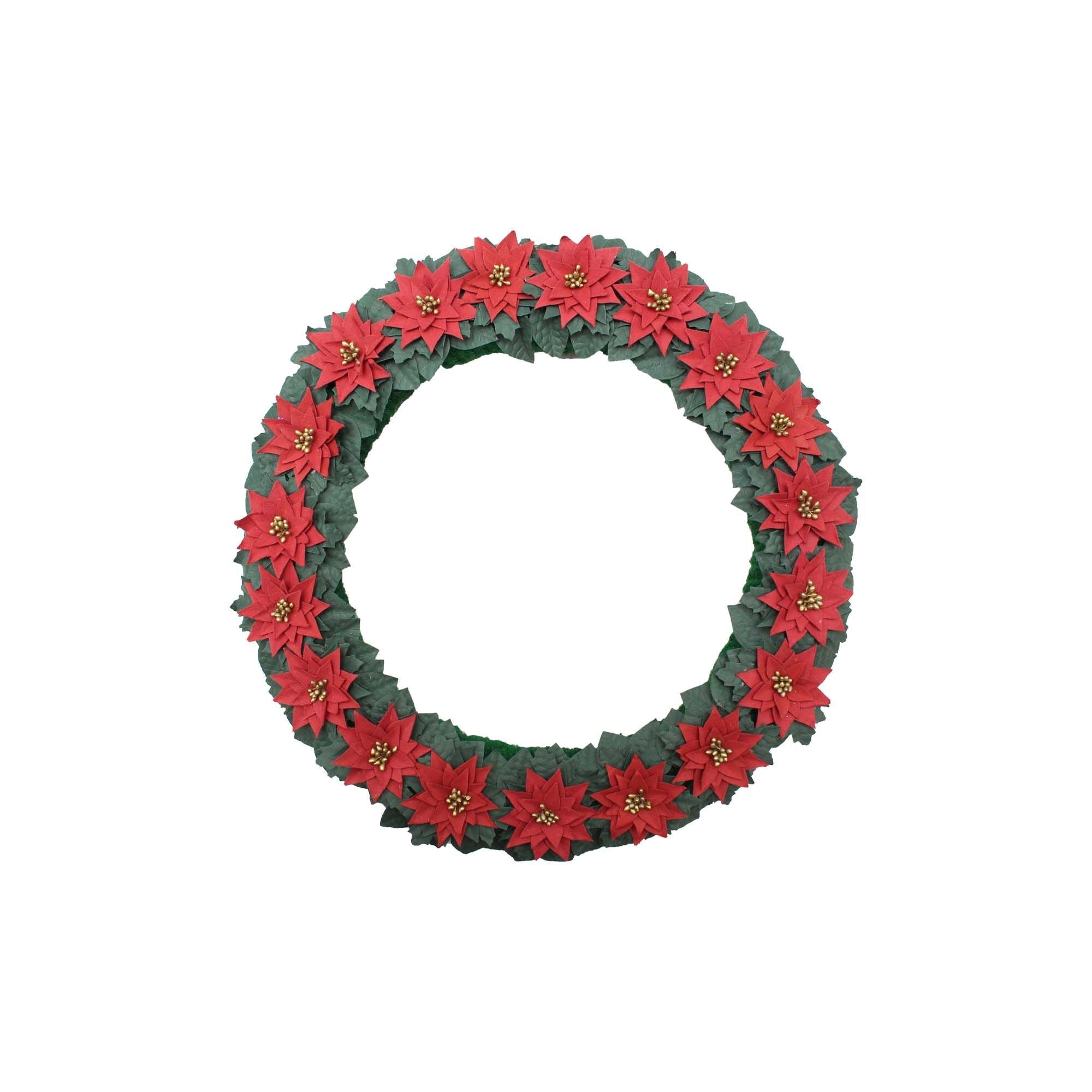 Handmade Christmas Wreath - Festive Poinsettia, 10inch,  1pc