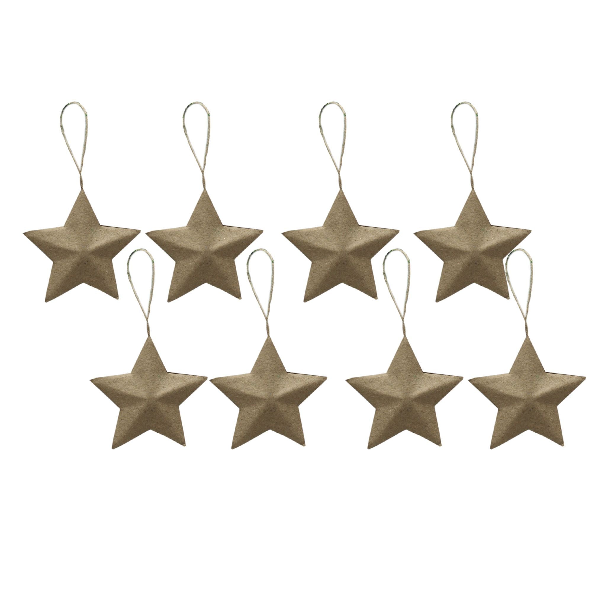 Handmade Christmas Ornaments - 3D Kraft Star, 2inch, 8pc