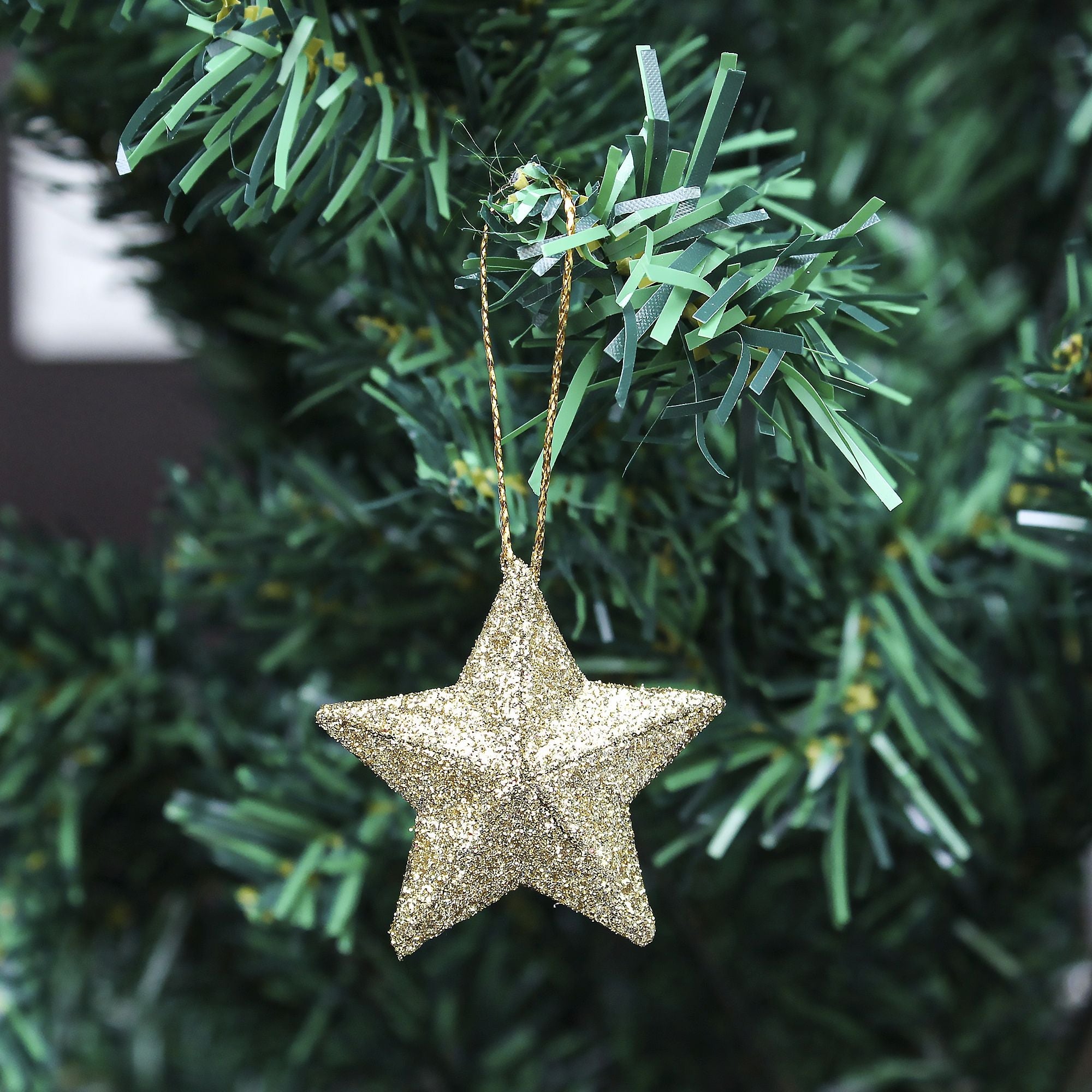 Handmade Christmas Ornaments - 3D Glitter Stars, 2inch, Gold, 8pc