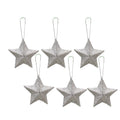 Handmade Christmas Ornaments - 3D Glitter Stars, 2.5inch, Silver, 6pc