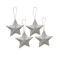 Handmade Christmas Ornaments - 3D Glitter Star, 3.25inch, Silver, 4pc