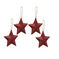 Handmade Christmas Ornaments - 3D Glitter Stars, 3.25inch, Red, 4pc