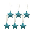 Handmade Christmas Ornaments - 3D Glitter Stars, 2.5inch, Blue, 6pc