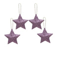 Handmade Christmas Ornaments - 3D Glitter Stars, 3.25inch, Purple, 4pc
