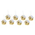 Handmade Christmas Ornaments - Glitter Bird house H 2.5 X W 2.5 X L 1.5inch, Assorted Colours - Gold, Red, Green, Silver, 4pc
