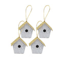Handmade Christmas Ornaments - Glitter Bird house, Height 2.5 X Width 2.5 X Length 1.5inch, Silver, 4pc