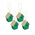 Handmade Christmas Ornaments - Glitter Bird house, Height 2.5 X Width 2.5 X Length1.5inch, Green, 4pc