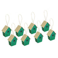 Handmade Christmas Ornaments - Glitter Bird house, H 1.5 X W 1.5 X L 1inch, Green, 8pc