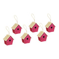 Handmade Christmas Ornaments - Glitter Bird house, Height 2 X Width 2 X Length1.18inch, Pink, 6pc