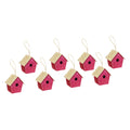 Handmade Christmas Ornaments - Glitter Bird house, Height 1.5 X Width 1.5 X Length1inch, Pink, 8pc