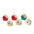 Handmade Christmas Ornaments - Glitter Bird house, H 2 X W 2 X L 1.18inch, Assorted Colours - Gold, Red, Green, Silver, 6pc
