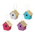 Handmade Christmas Ornaments - Glitter Bird house, Height 2.5 X Width 2.5 X Length1.5inch Assorted Colours - Blue, Purple, Silver, Pink, 4pc
