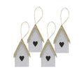 Handmade Christmas Ornaments - Glitter Bird house, Height 2.5 X Width 2.5 X Length 1.5inch, Silver, 4pc