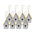 Handmade Christmas Ornaments - Glitter Bird house, H 1.5 X W 1.5 X L 1inch, Silver, 8pc