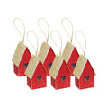Handmade Christmas Ornaments - Glitter Bird house, Height 2 X Width 2 X Length1.18inch, Red, 6pc