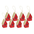 Handmade Christmas Ornaments - Glitter Bird house  H 1.5 X W1.5 X L 1inch, Red, 8pc