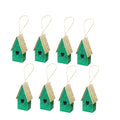 Handmade Christmas Ornaments - Glitter Bird house H 1.5 X W 1.5 X L 1inch, Green, 8pc
