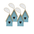 Handmade Christmas Ornaments - Glitter Bird house Height 2.5 X Width2.5 X Length1.5inch, Blue, 4pc