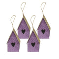 Handmade Christmas Ornaments - Glitter Bird house H 2.5 X W 2.5 X L 1.5inch, purple , 4pc
