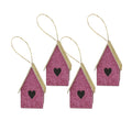 Handmade Christmas Ornaments - Glitter Bird house Height 2.5 X Width2.5 X Length1.5inch, Pink, 4pc