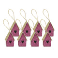 Handmade Christmas Ornaments - Glitter Bird house H 1.5 X W 1.5 X L 1inch, Pink, 8pc