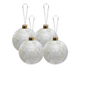 Handmade Christmas Ornaments - Glitter Baubles, 70mm, Silver, 4pc
