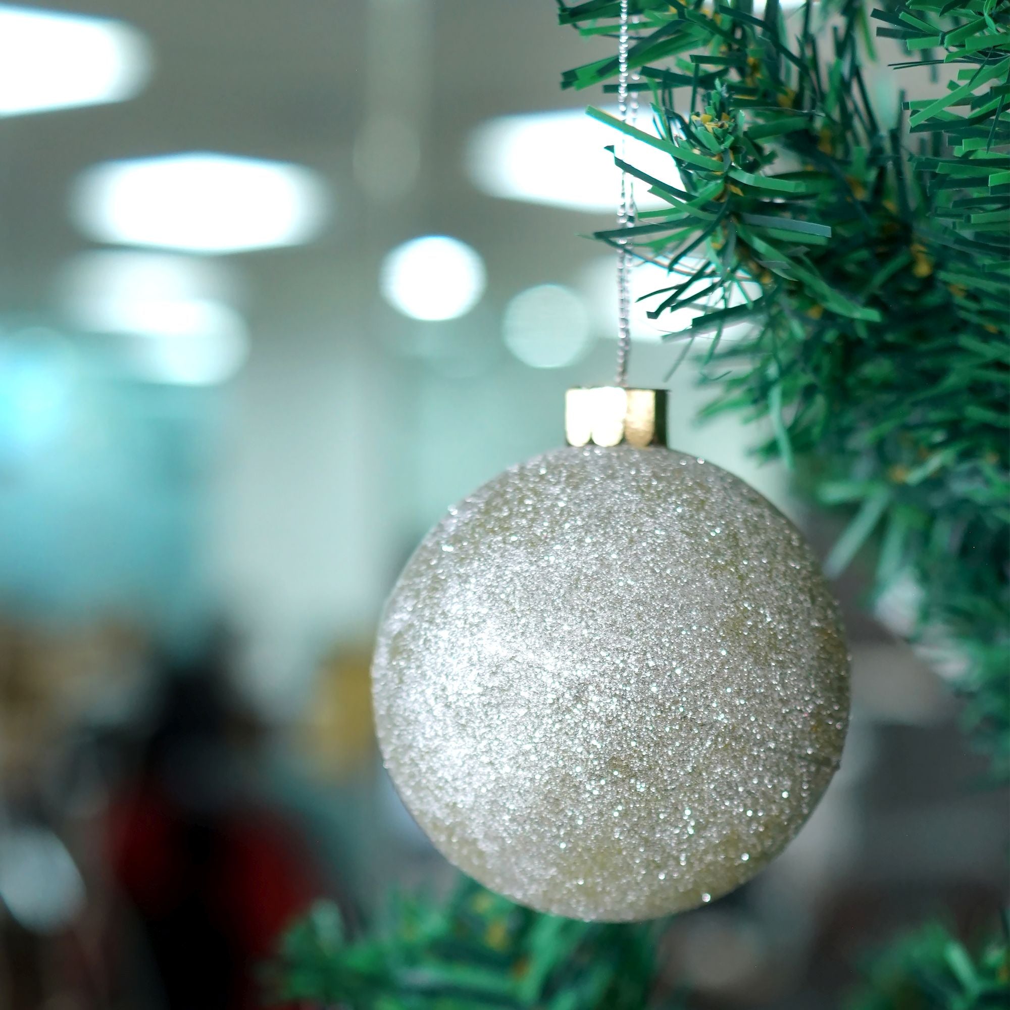 Handmade Christmas Ornaments - Glitter Baubles, 60mm, Silver, 6pc