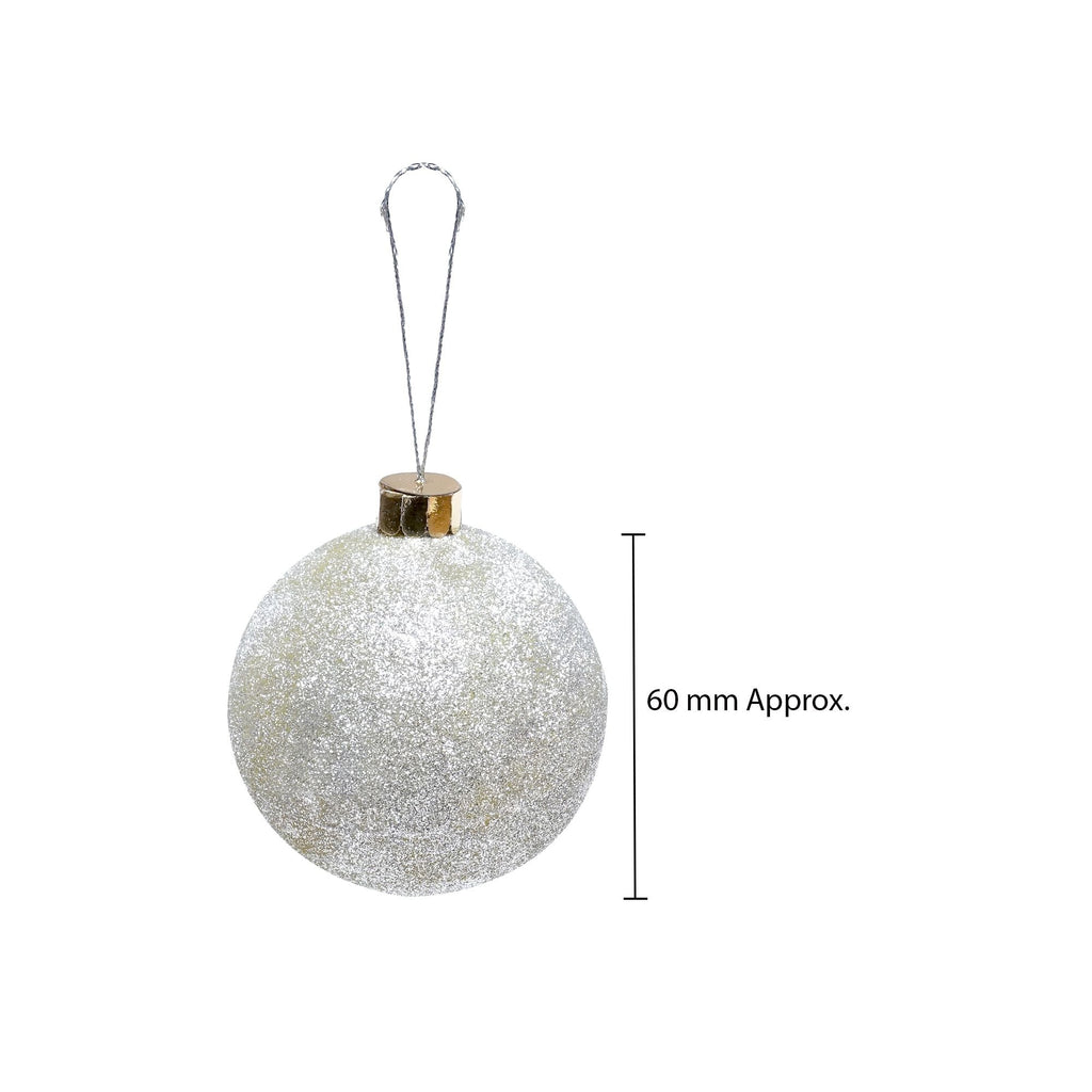 Handmade Christmas Ornaments - Glitter Baubles, 50mm, Red, 8pc