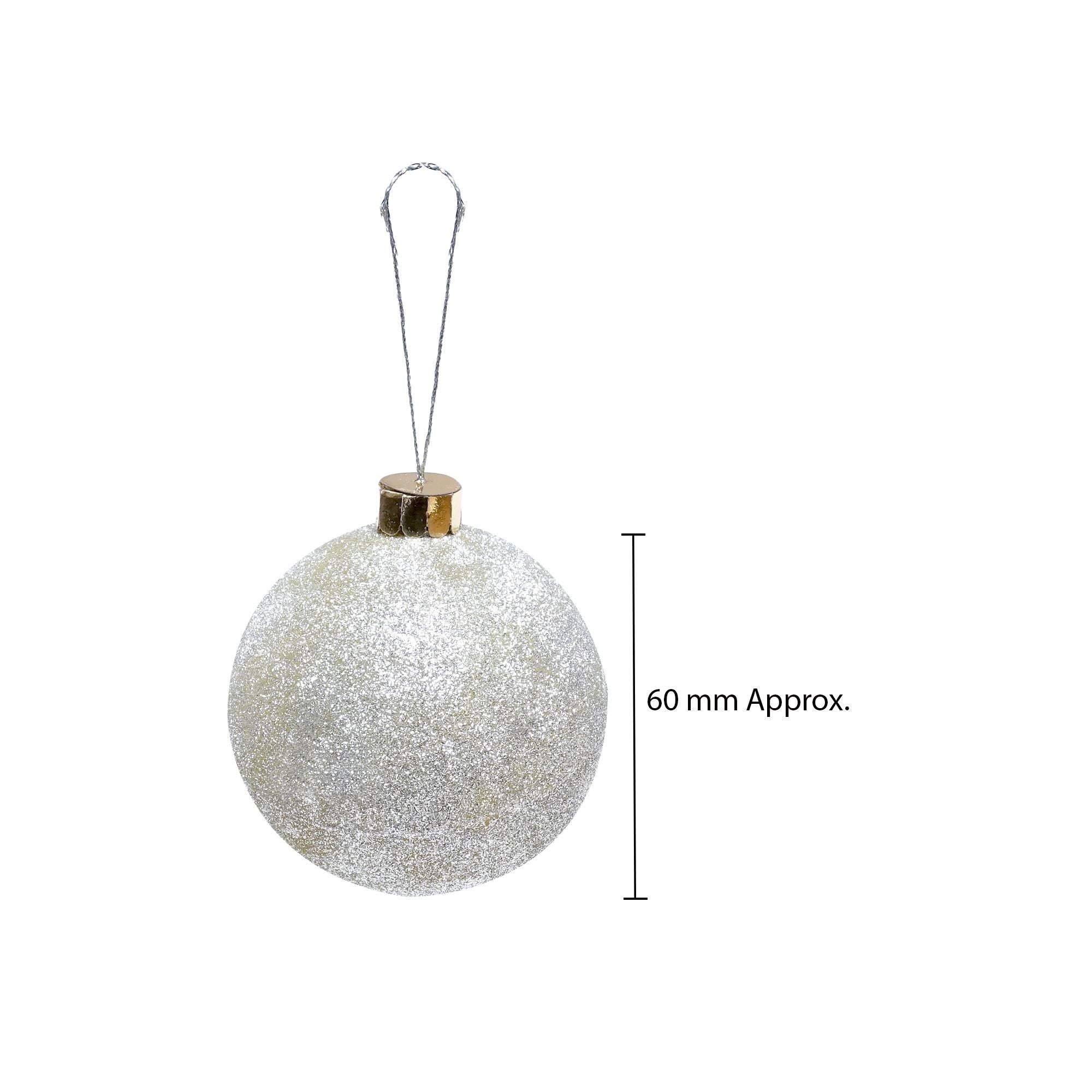 Handmade Christmas Ornaments - Glitter Baubles, 50mm, Red, 8pc