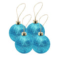 Handmade Christmas Ornaments - Glitter Baubles, 70mm, Blue, 4pc