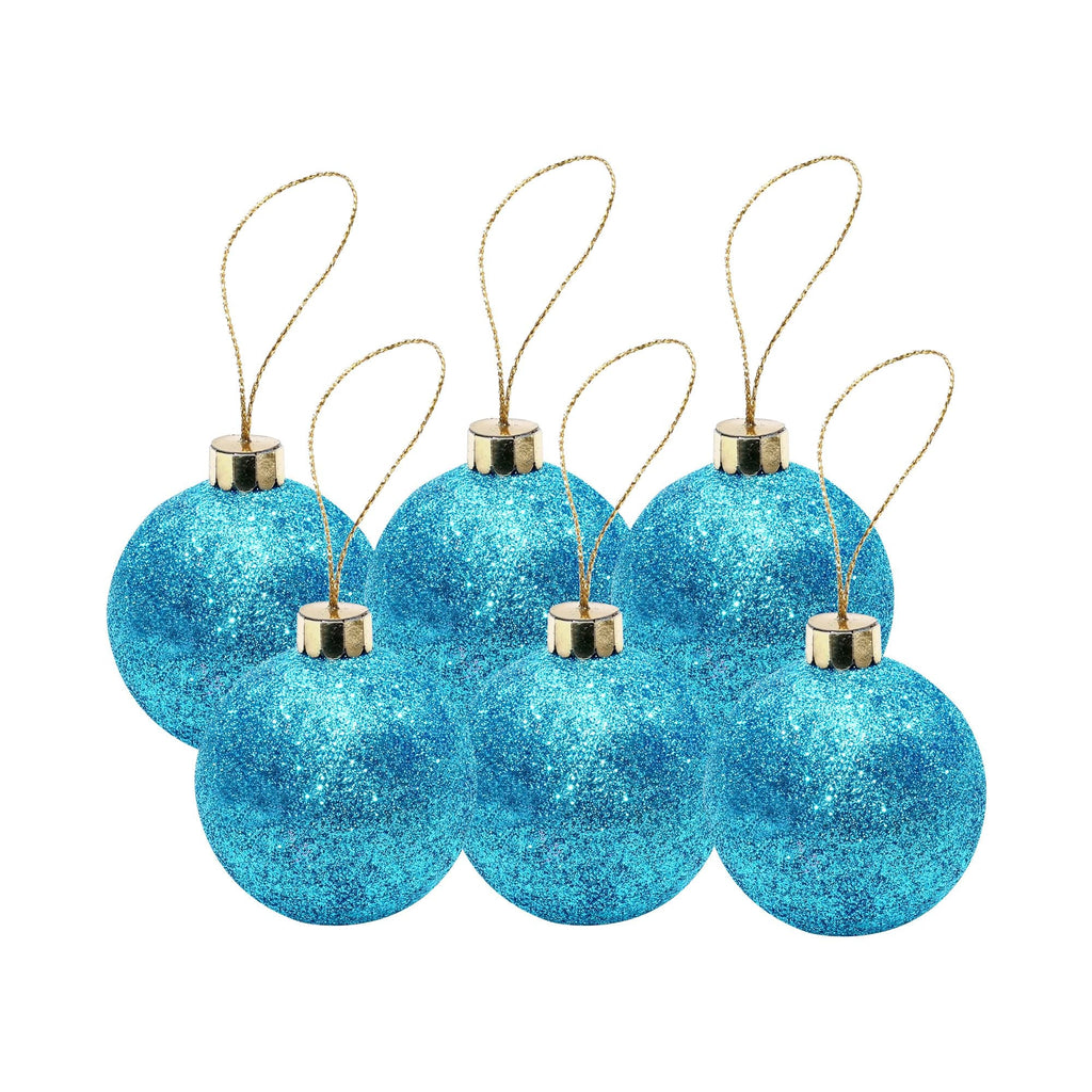 Handmade Christmas Ornaments - Glitter Baubles, 60mm, Blue, 6pc