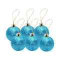 Handmade Christmas Ornaments - Glitter Baubles, 60mm, Blue, 6pc