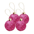 Handmade Christmas Ornaments - Glitter Baubles, 70mm, Pink, 4pc