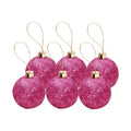 Handmade Christmas Ornaments - Glitter Baubles, 60mm, Pink, 6pc